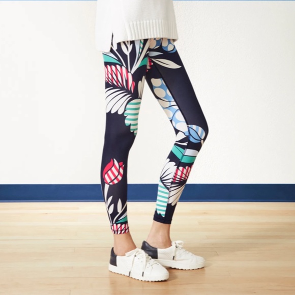 Tory Burch Pants - Tory Burch Sport Navy Blue Vivacious Floral Legging size small